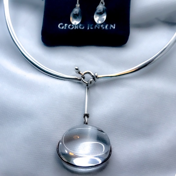 Georg Jensen 925 Necklace+Quartz Pendant+Earrings! - Picture 5 of 12